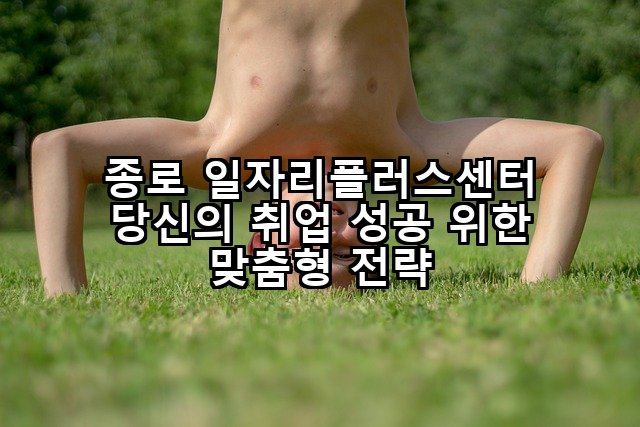 종로 일자리플러스센터 당신의 취업 성공 위한 맞춤형 전략
